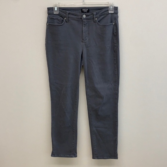 NYDJ Curves 360 Heather Gray Velvet Crush Straight Leg Jeans • Sz 8 - Picture 1 of 13